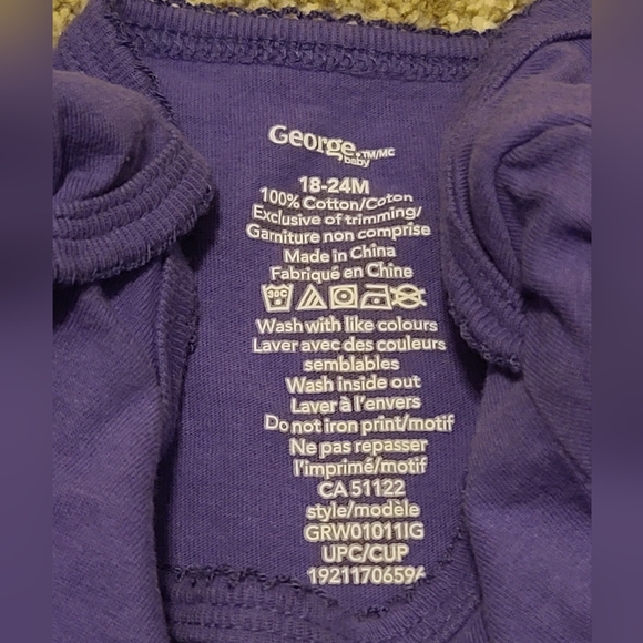 15 for $10 - George Girls 18-24m Purple "Girl Power" Long Sleeve Onesie - Picture 2 of 2